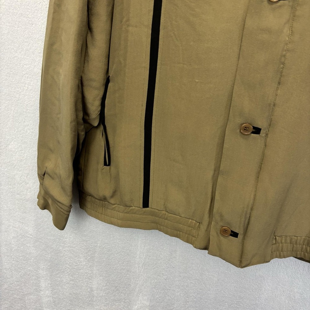 Vintage Roevelle 100% Silk Bomber Jacket Mens Large L Tan Lined Lightweight Zip - Picture 6 of 16